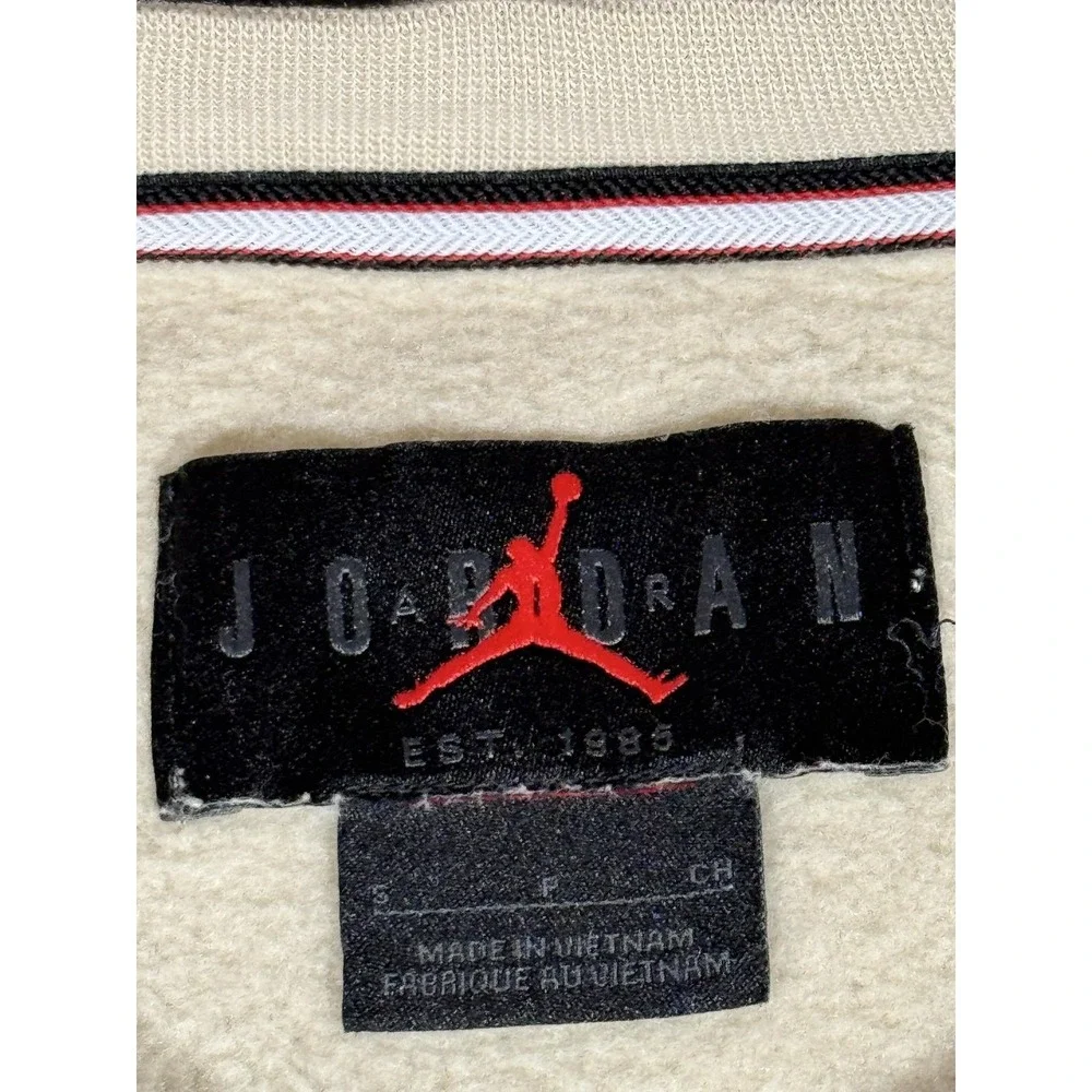 Jordan Sweatshirt Mens Small Tan Plaid Logo Crewneck Pullover Jumpman Fleece